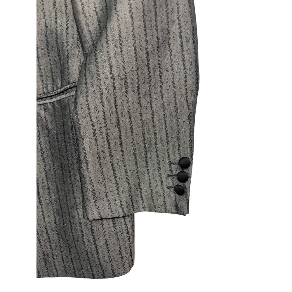 vtg Ted Lapidus 40R Gray Striped Silk Tuxedo Jacket Double Breasted Blazer Italy